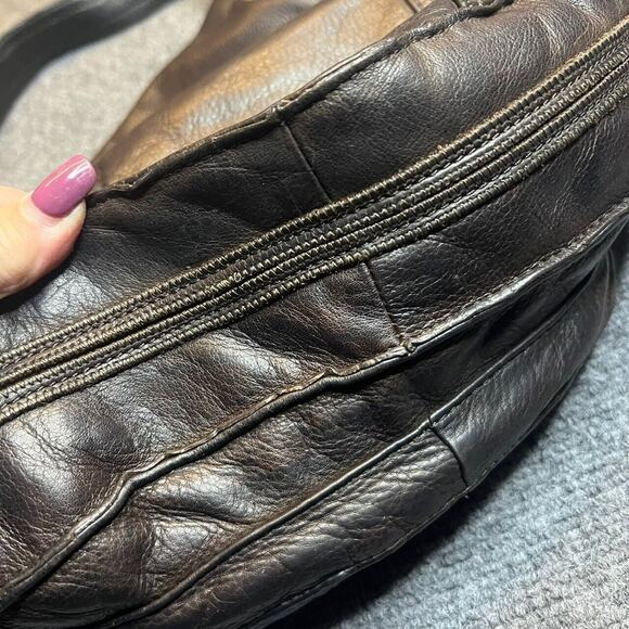 Sigrid Olsen Hobo Shoulder Handbag Brown Leather Pockets Magnetic Classic Lined - Picture 5 of 11